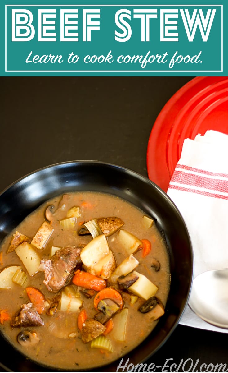 Learn to make beef stew, a perfect meal for chilly evenings or whenever you need comfort food. Stretch the meal by serving it over rice.