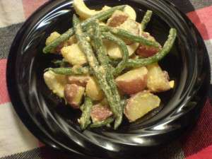 Hearty Potato Egg and Green Bean Salad - tossed with Caesar dressing