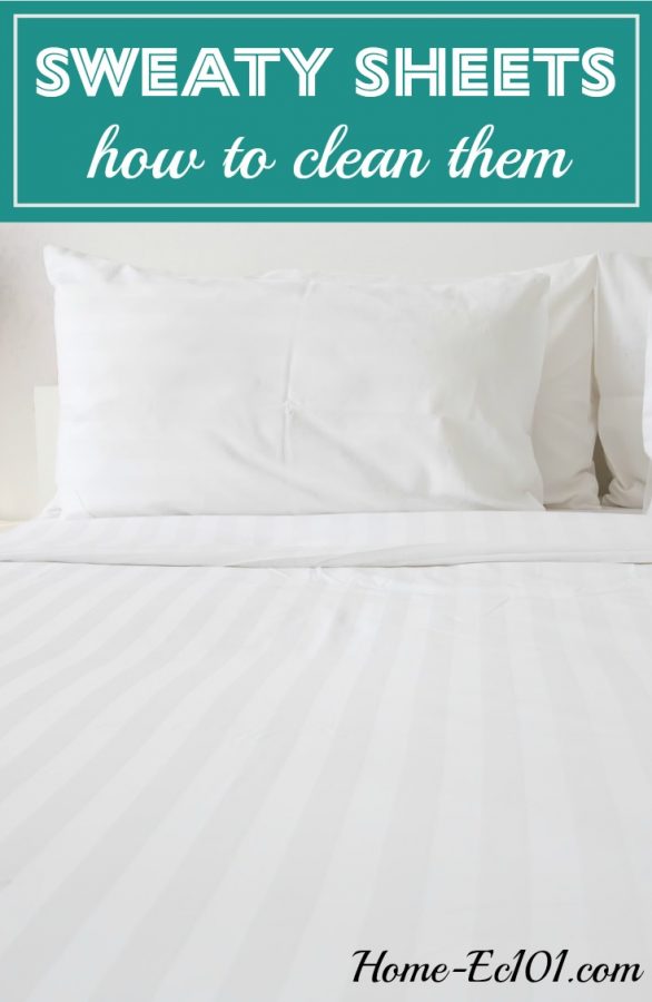 I'm trying to get some sweat stains out of my cream-coloured sheets, as well as my white mattress pad...help me clean my sweaty sheets!