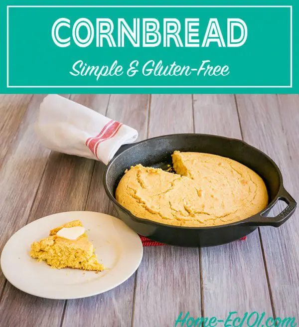 sweet cornbread in a cast iron pan on a table