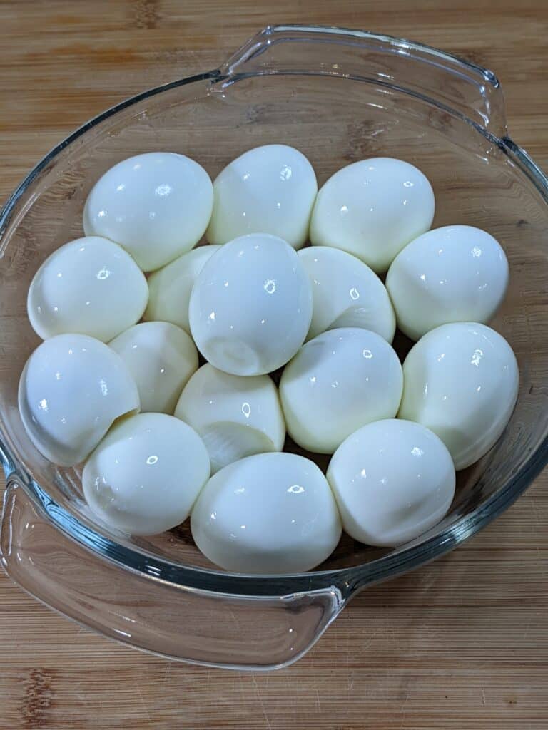 hard-boiled eggs in a bowl